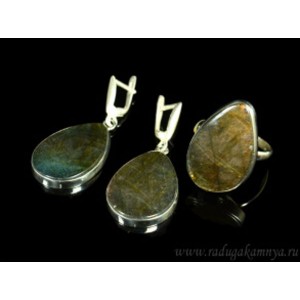 Кольцо и серьги с лабрадором