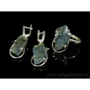 Кольцо и серьги с лабрадором