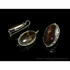 Кольцо и серьги обсидиан