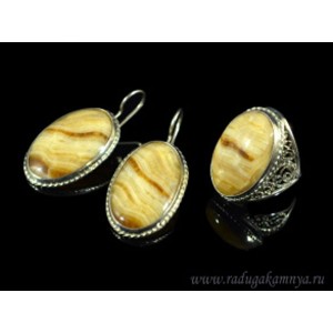 Кольцо и серьги оникс овал Кольцо и серьги оникс овал