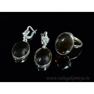 Кольцо и серьги раухтопаз