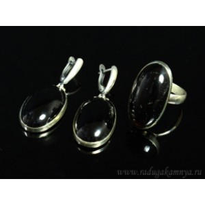 Кольцо и серьги раухтопаз овал Кольцо и серьги раухтопаз овал