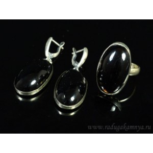 Кольцо и серьги раухтопаз овал