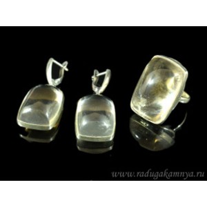 Кольцо и серьги раухтопаз прямоугольник Кольцо и серьги раухтопаз прямоугольник