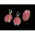 Кольцо и серьги родонит " Орлец"  овал