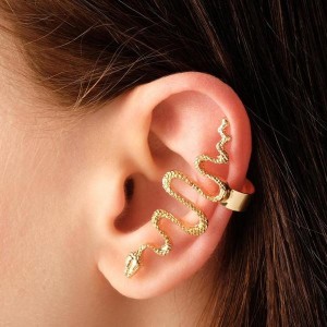 Серьга "Каффа" змея анаконда, цвет золото