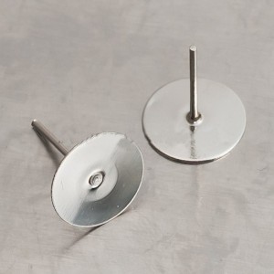 Основа для серег (пусеты), цвет светлая платина, шляпка 10мм, гвоздик 12х0.6мм, 1 пара Основа для серег (пусеты), цвет светлая платина, шляпка 10мм, гвоздик 12х0.6мм, 1 пара