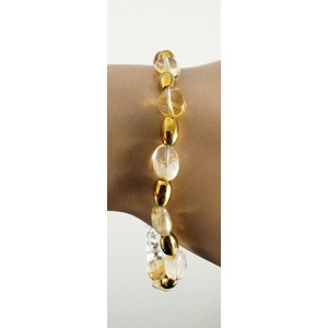 Браслет из цитрина (овалы 7-9мм) и тонир. гематита (рис), на застежке