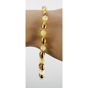 Браслет из цитрина (шарик 6мм) и тонир. гематита (рис), на застежке