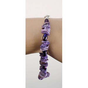 Браслет из чароита и тонир. гематита, на застежке