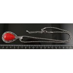 Кулон из коралла (имитация) в металле, капля