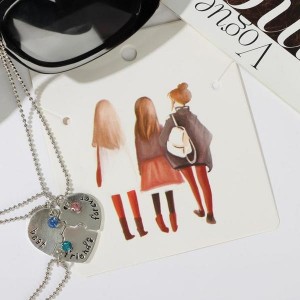 Кулоны "Неразлучники" тройное сердце, цветной, цвет серебристый, 45 см