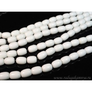 Бусины из агата белого (иск.) бочонок 12*16мм, 39см, 25 бусин