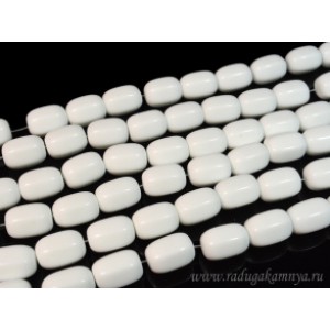 Бусины из агата белого (иск.) бочонок с гранями 13*18мм, 37см, 22 бусины