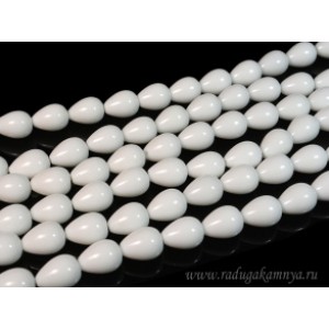 Бусины из агата белого (иск.) капля 12*16мм, 40см, 25 бусин