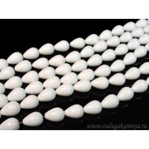Бусины из агата белого (иск.) капля 13*18мм, 39,5см, 22 бусины