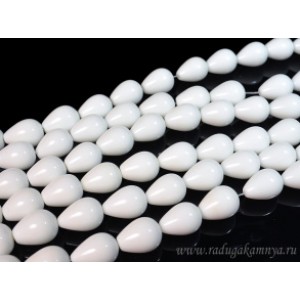 Бусины из агата белого (иск.) капля 15*20мм, 39см, 20 бусин