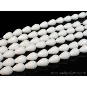 Бусины из агата белого (иск.) капля гр.13*18мм, 39,5см, 22 бусины