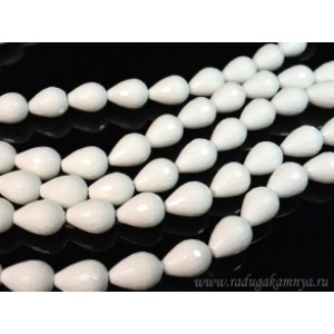 Бусины из агата белого (иск.) капля гр. 15*20мм, 40см, 20 бусин