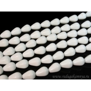 Бусины из агата белого (иск.) капля с гранями 13*18мм, 39см, 22 бусины