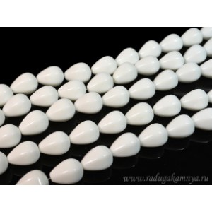 Бусины из агата белого (иск.) капля с гранями 15*20мм, 39,5см, 20 бусин