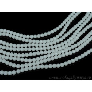 Бусины из агата белого (иск.) шарик 6мм, 36,5см, 63 бусины