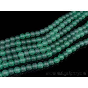 Бусины из кварца тонированного шарик 10мм, цвет изумрудный (матовый), 40см, 40 бусин