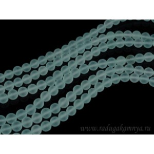Бусины из кварца тонированного шарик 6мм, цвет аквамарин (матовый), 40см, 65 бусин Бусины из кварца тонированного шарик 6мм, цвет аквамарин (матовый), 40см, 65 бусин