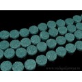 Бусины из лавы круг 20, цвет изумрудный 38см, 19 бусин. Бусины из лавы круг 20, цвет изумрудный 38см, 19 бусин.