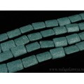 Бусины из лавы прямоугольник 28*20, цвет изумрудный 38см, 14 бусин.