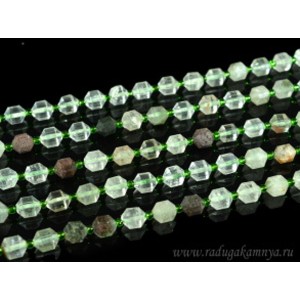 Бусины из кварца рутилового и горного хрусталя шарик с гранями 7мм, 18см, сет 18 бусин