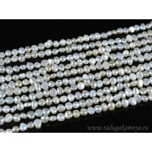 Бусины из жемчуга барокко 4-6мм цв.белый, 35,5см, 78 бусин