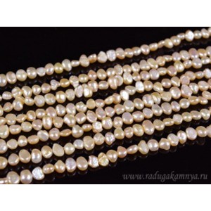 Бусины из жемчуга барокко 4-6мм цв.кремовый, 34,5см, 72 бусин