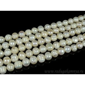 Бусины из жемчуга IV шарик 11мм белый, 36см, 32 бусины