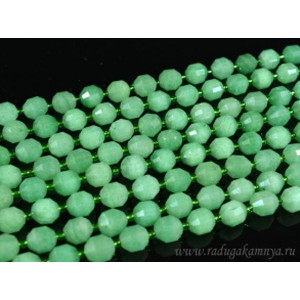 Бусины из кварца (имитация нефрита) шарик с гранями 9мм, 38,5см, 32 бусины