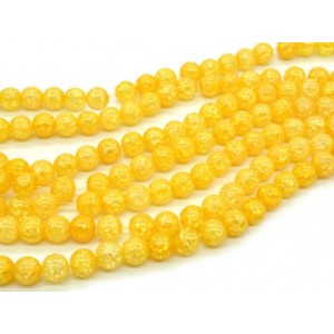 Бусины из кварца снежного тонированного шарик 10мм желтый, 37см, 38 бусин.