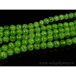 Бусины из кварца снежного тонированного шарик 10мм травяной, 39см, 40 бусин. Бусины из кварца снежного тонированного шарик 10мм травяной, 39см, 40 бусин.