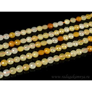 Бусины из кварца тонированного круг гр. 6мм цвет персиковый, 38см, 61 бусина