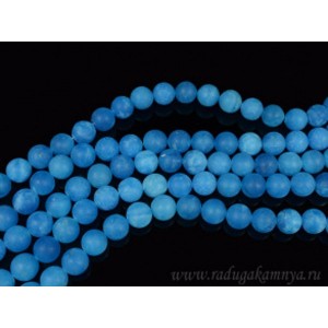 Бусины из кварца тонированного шарик 10мм, цвет голубой, 40см, 40 бусин