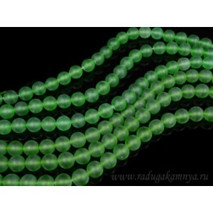 Бусины из кварца тонированного шарик 10мм, цвет темно-зеленый (матовый), 40см, 40 бусин