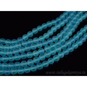 Бусины из кварца тонированного шарик 12мм, цвет голубой, 39см, 35 бусин