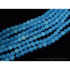 Бусины из кварца тонированного шарик 6,5мм, цвет голубой, 39,5см, 64 бусины