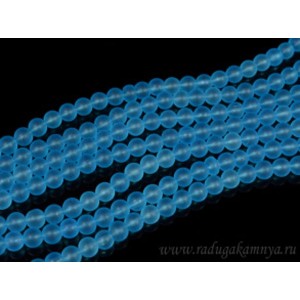 Бусины из кварца тонированного шарик 6мм, цвет голубой (матовый), 40см, 65 бусин