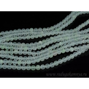 Бусины из кварца тонированного шарик 6мм, цвет мятно-белый (матовый), 40см, 65 бусин