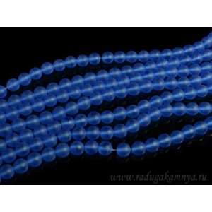 Бусины из кварца тонированного шарик 8мм, цвет васильковый (матовый), 40см, 49 бусин