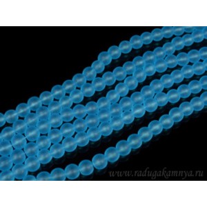 Бусины из кварца тонированного шарик 8мм, цвет голубой (матовый), 40см, 49 бусин