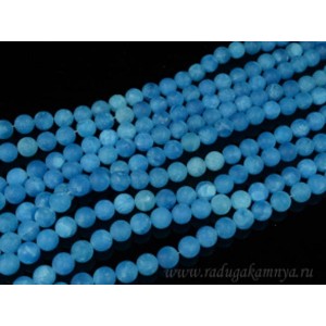 Бусины из кварца тонированного шарик 8мм, цвет голубой, 40см, 50 бусин