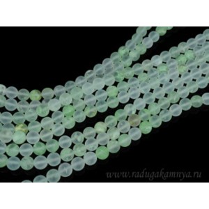 Бусины из кварца тонированного шарик 8мм, цвет мятно-белый (матовый), 40см, 49 бусин