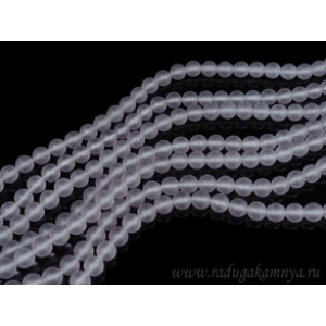 Бусины из кварца тонированного шарик 8мм, цвет сиреневый (матовый), 40см, 49 бусин