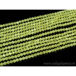 Бусины из кошачьего глаза (синт.) шарик гр. 3мм цвет  желтый, 36см, 122 бусины